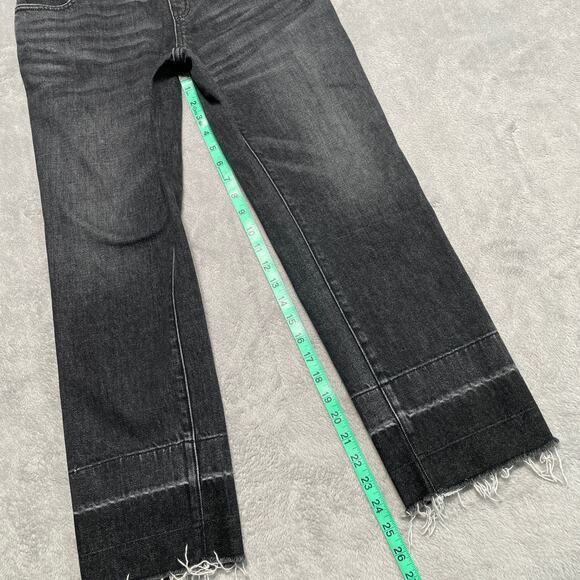 Hatch Over The Bump Jeans 27 Black Maternity Straight Leg Stretchy Raw Hem - Picture 6 of 7